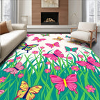Vibrant Butterfly Garden Pattern Rug
