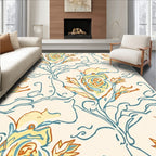 Stylized Floral Vine Pattern With Yellow Roses Rug