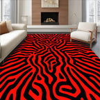 Abstract Red Black Organic Lines Rug
