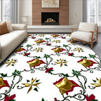 Golden Bells Green Vine Red Accent Rug