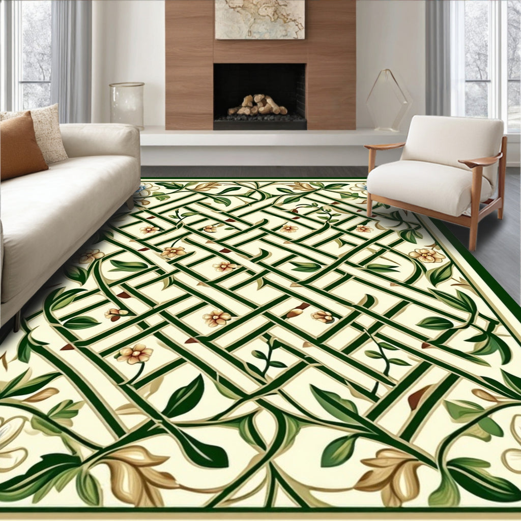 Trellis Floral Intricate Design Rug