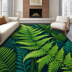 Lush Green Fern Leaf Pattern Rug