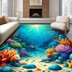 Underwater Ocean Coral Reef Scene Rug