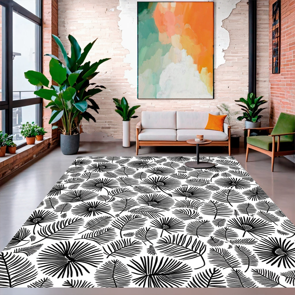 Bold Fan Leaf Pattern Design Rug