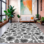 Bold Fan Leaf Pattern Design Rug