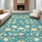 Teal Floral Vines Artistically Designed Rug