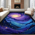 Galactic Swirl Celestial Mountain Scene Rug