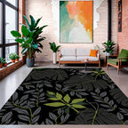 Dark Tropical Foliage Pattern Rug