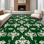 Emerald Green Damask Scroll Rug