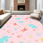 Playful Elephants Stars Pattern Rug