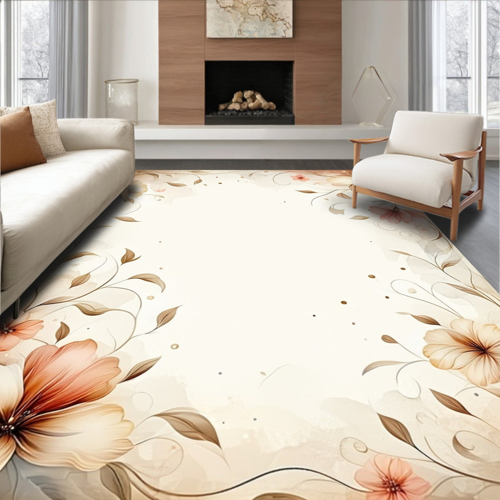 Elegant Floral Vines Soft Pastel Rug