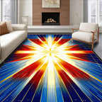 Radiant Sunburst Geometric Design Rug