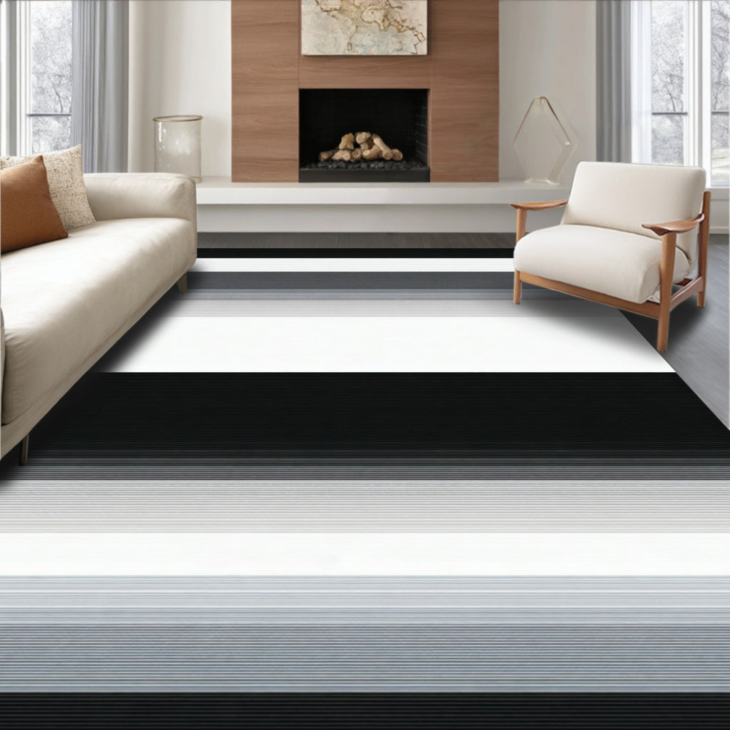 Monochromatic Gradient Stripe Pattern Rug