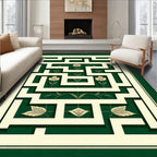 Emerald White Linear Garden Maze Rug