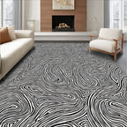 Abstract Black White Swirl Pattern Rug