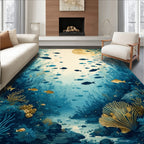 Deep Sea School of Fish Design Rug