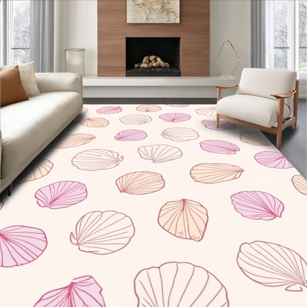Scallop Shell Pattern In Pastel Tones Rug