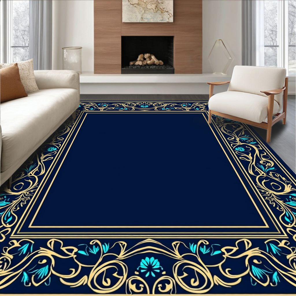 Ornate Floral Border Design Rug