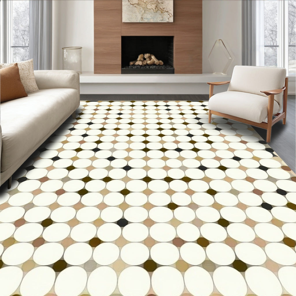 Retro Circles Geometric Pattern Rug