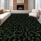Green Swirls Floral Sketchy Pattern Rug
