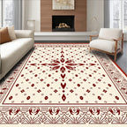 Geometric Floral Tile and Dot Pattern Rug