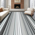 Minimalist Black White Stripe Design Rug