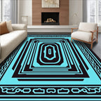 Aqua Black Geometric Mirrored Relic Rug