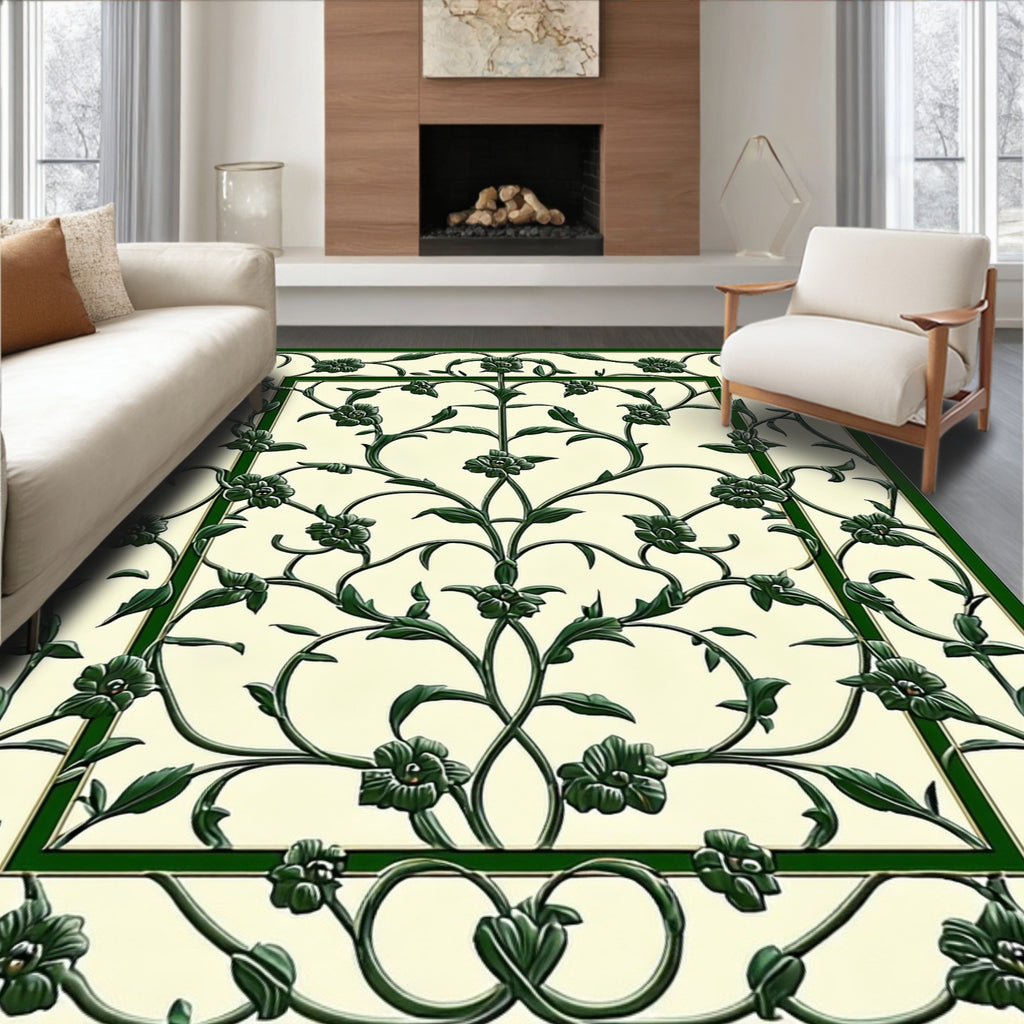 Intricate Floral Vine Pattern Rug