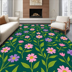 Floral Pattern With Pink and Purple Flowers Rug