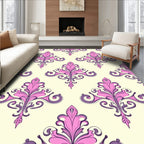 Pink Purple Floral Damask Pattern Rug