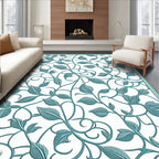 Green Vine And Leaf Pattern Rug