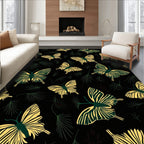 Dark Yellow Butterfly Fern Pattern Rug