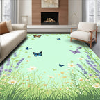 Whimsical Butterfly Garden Floral Design Rug