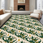 Abstract Botanical Pattern with Yellow Buds Rug