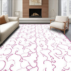 Minimalist Abstract Pink Line Art Rug
