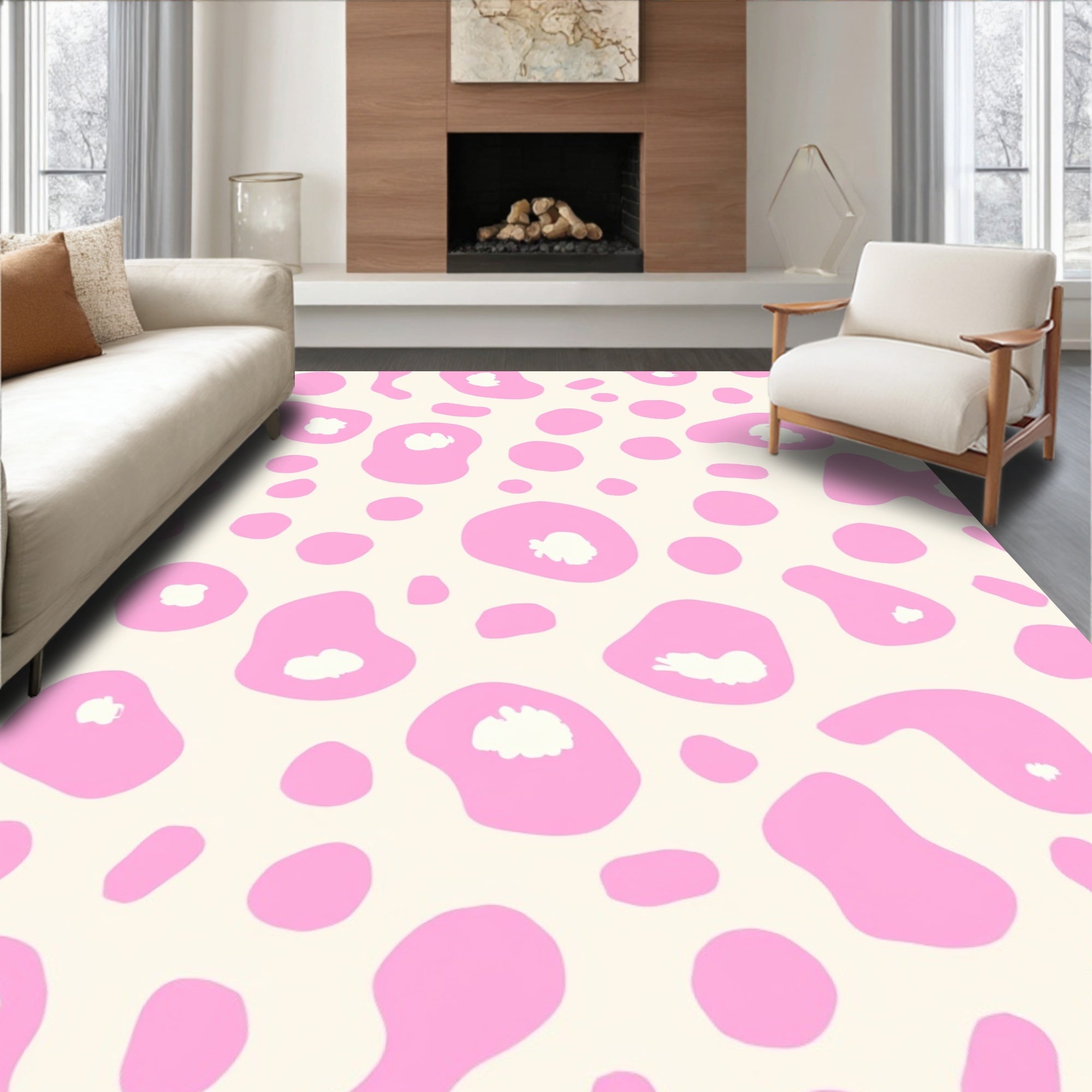 Playful Pink Irregular Spots Rug