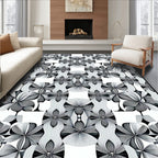 Symmetrical Floral Line Art Rug