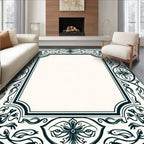 Ornate Floral Border Design Rug
