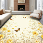 Botanical Butterfly Floral Pattern Design Rug