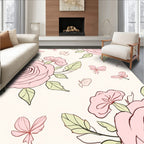 Pink Floral Butterflies Blossoms Print Rug