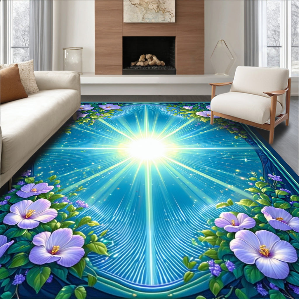 Radiant Floral Burst Blue Rug