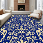 Abstract Blue and Gold Decorative Pattern Rug