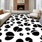Abstract Black White Spots Pattern Rug