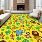 Friendly Safari Animals Fun Pattern Rug