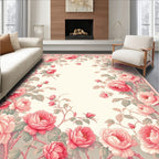 Vintage Pink Floral Branches Rug