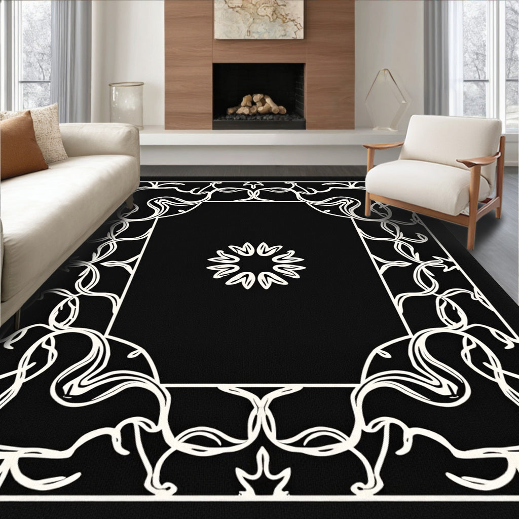 Art Nouveau Floral Border Design Rug