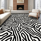 Abstract Black White Maze Design Rug