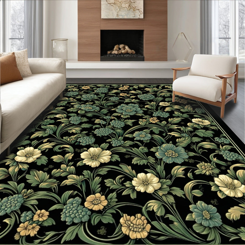 Vintage Floral Vines Pattern Rug