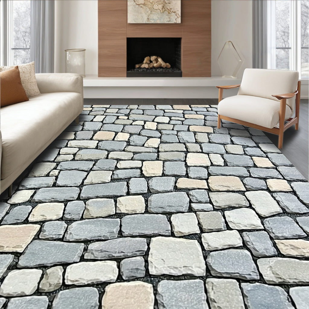 Rustic Stone Wall Pattern Rug