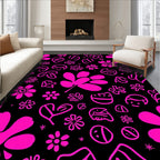 Pink Floral Fun Line Art Rug